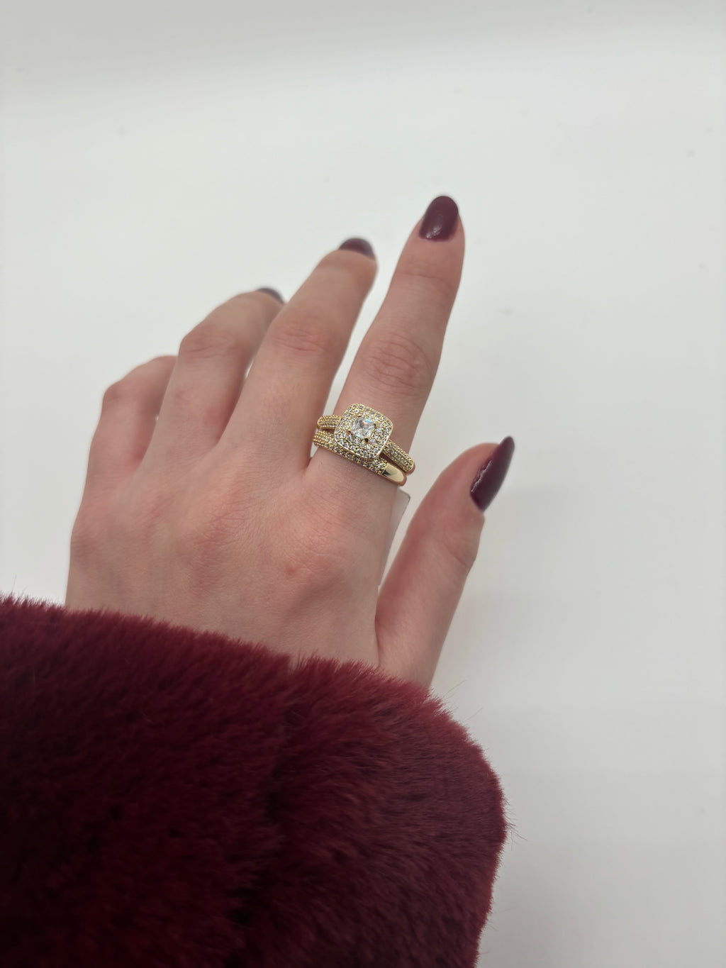 Square zircon solitaire ring