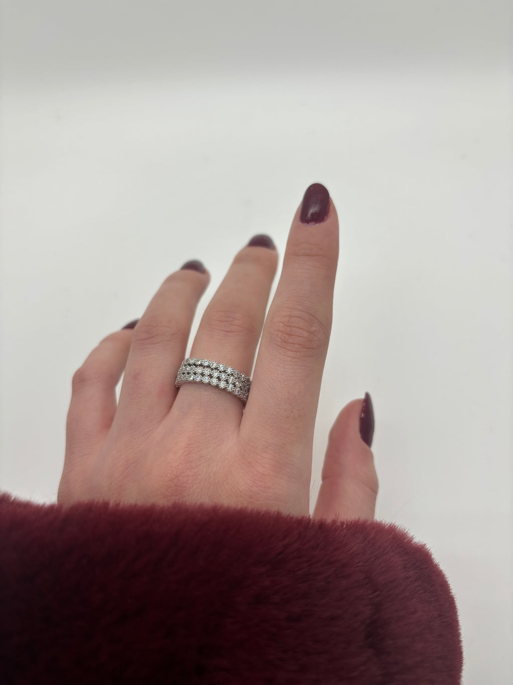 Three layer band ring