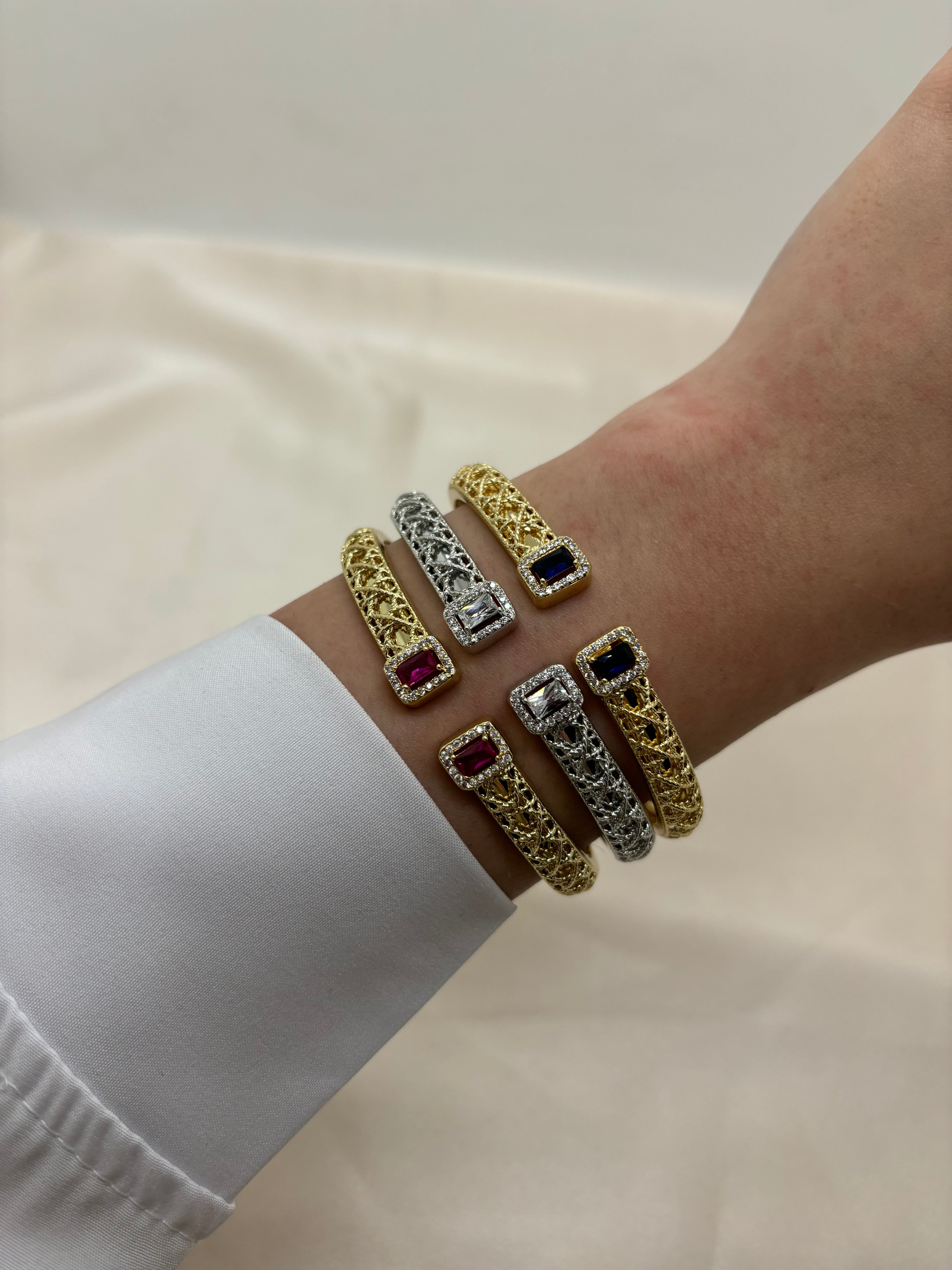 Vintage cubic colorful bangle