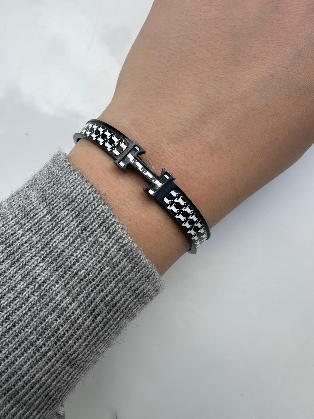 Hermes black and white bangle