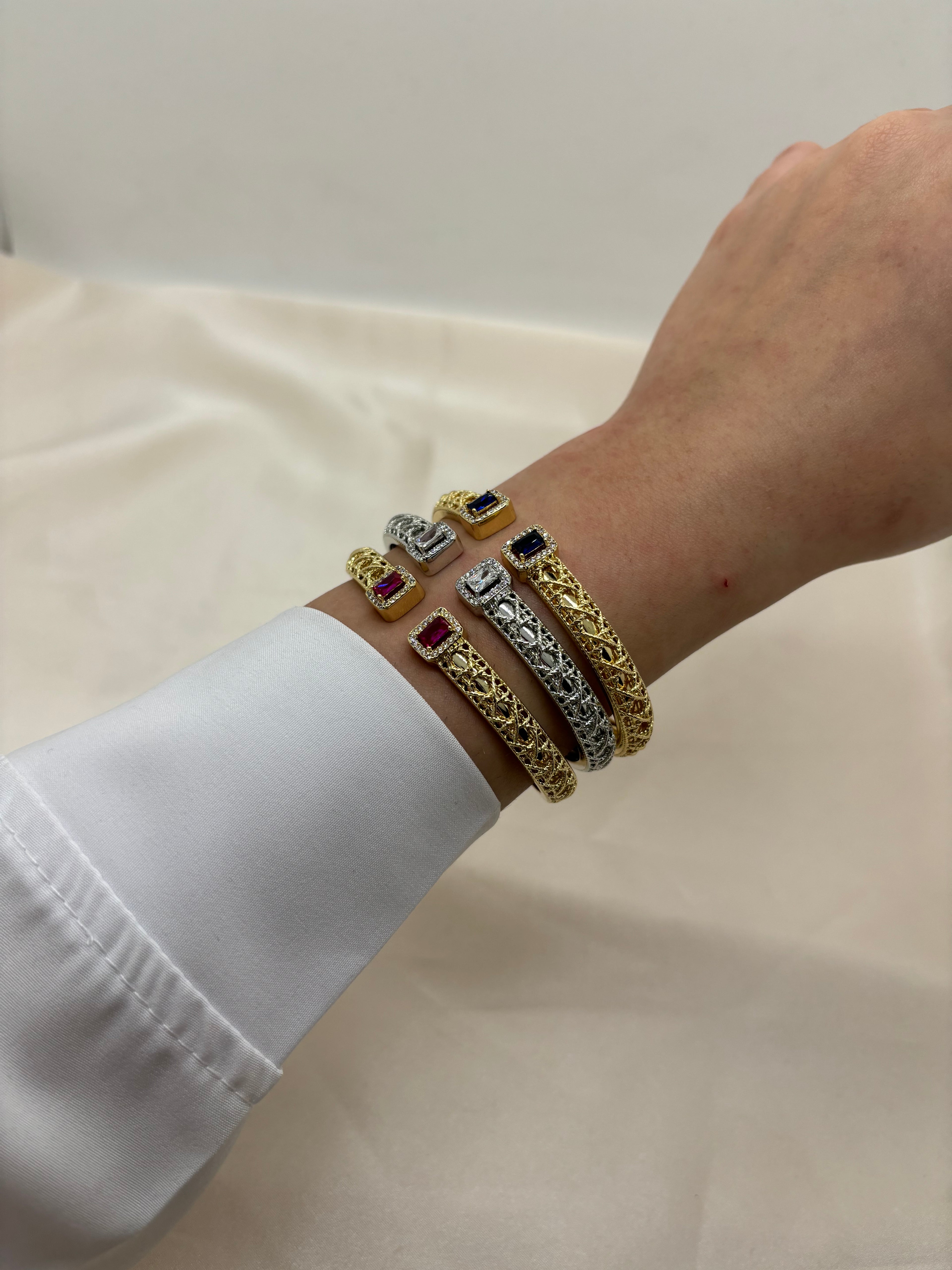 Vintage cubic colorful bangle