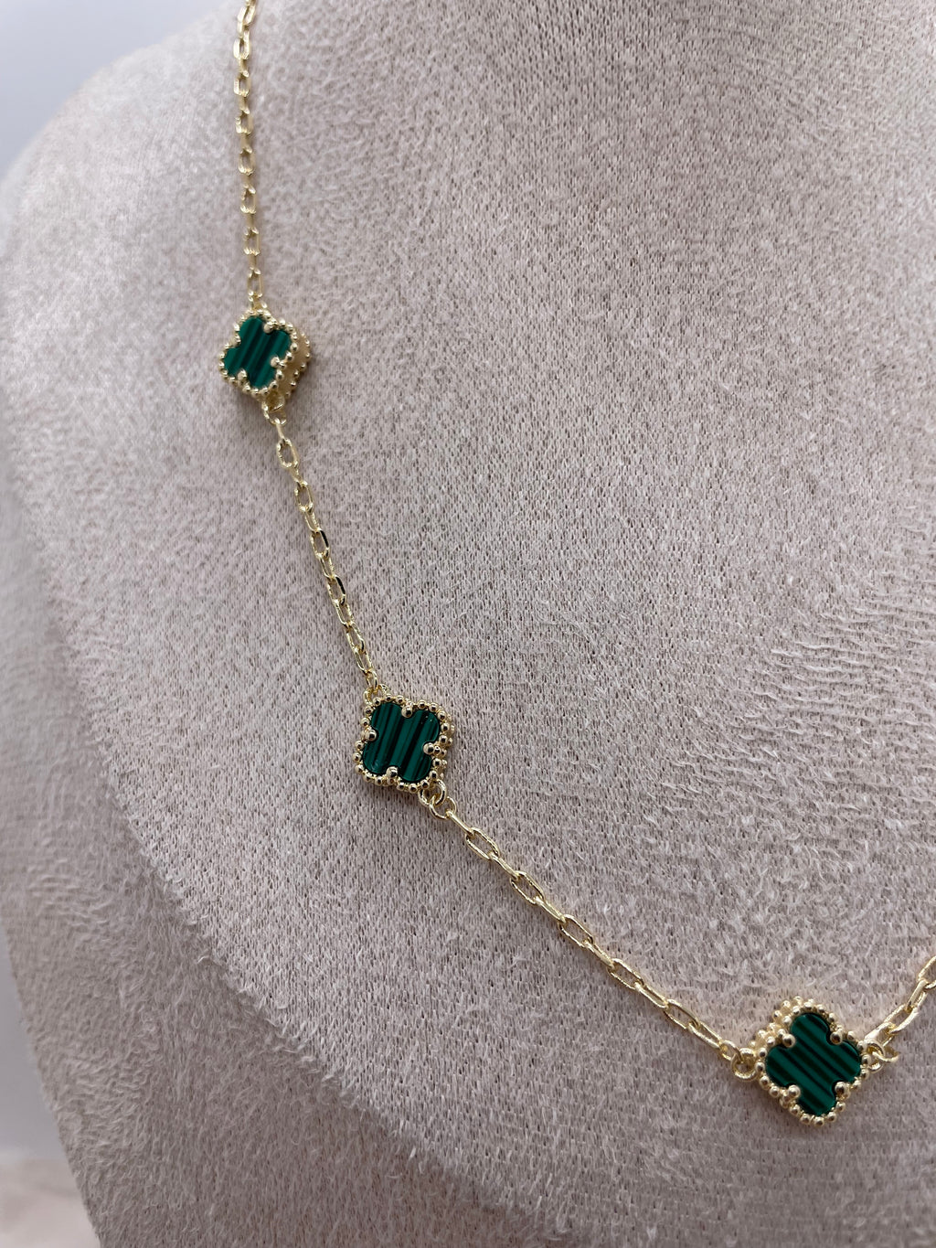 Green Striped Vancleef Necklace