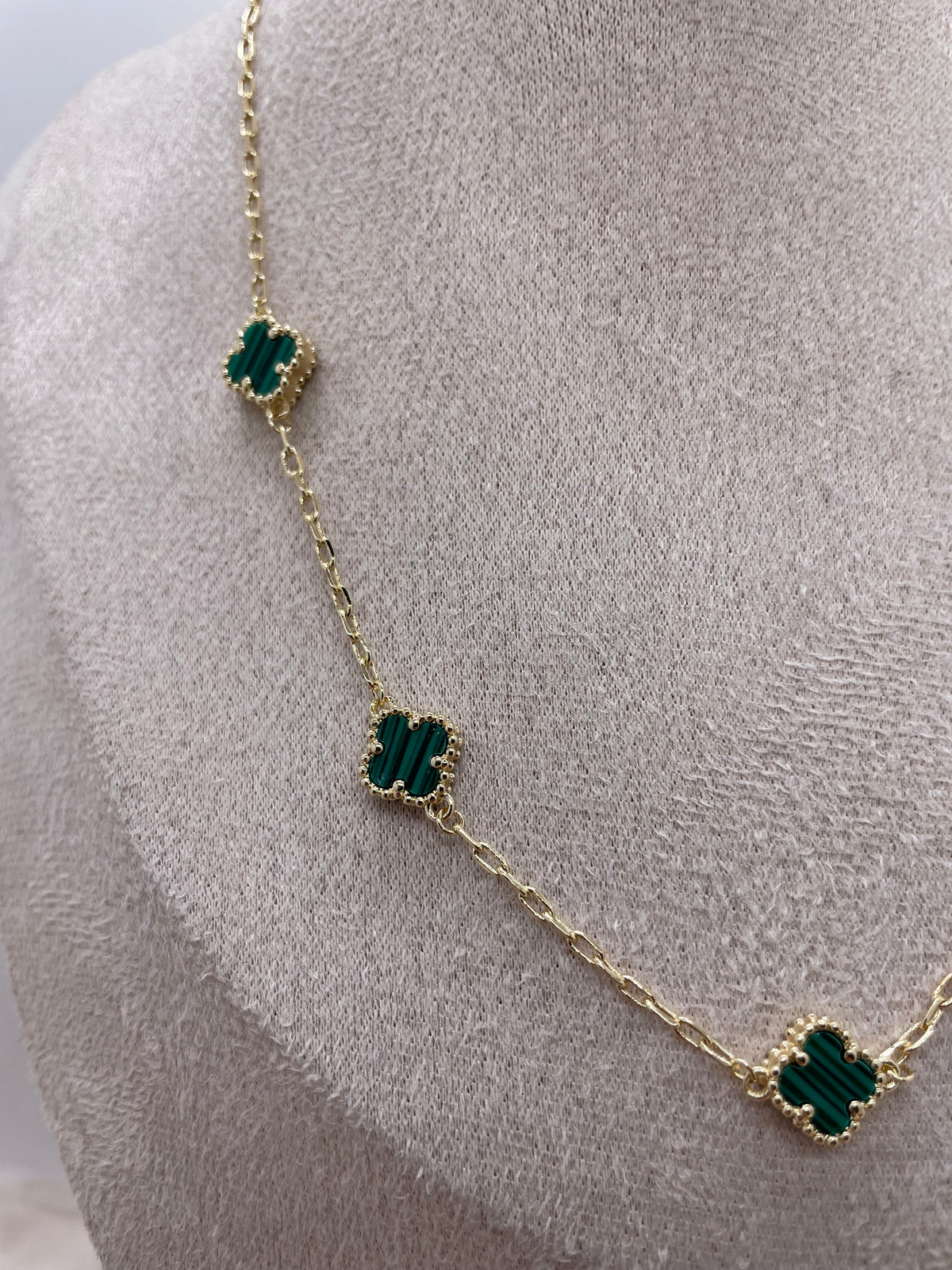 Green Striped Vancleef Necklace