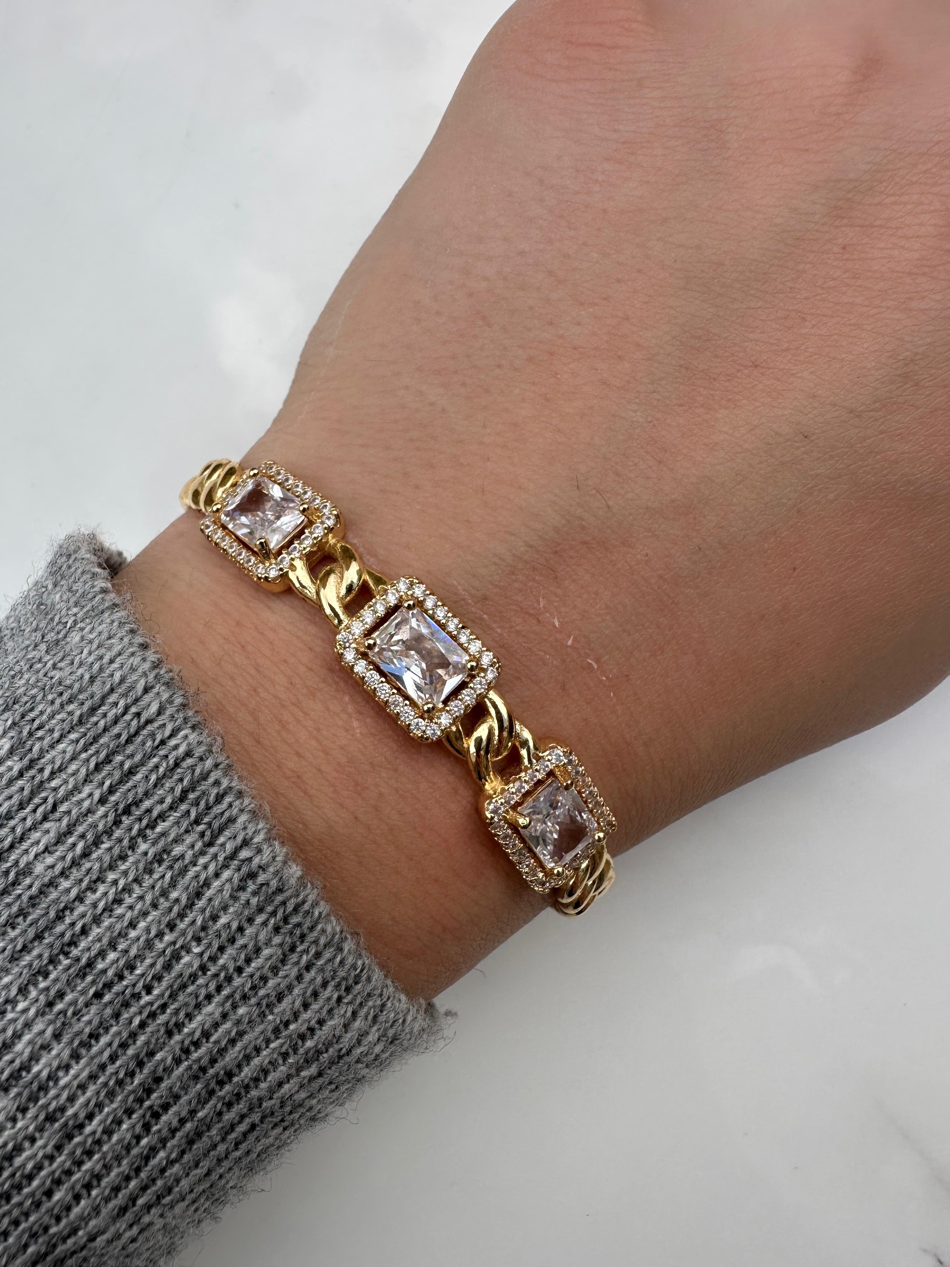 3 rectangular zircon bangle