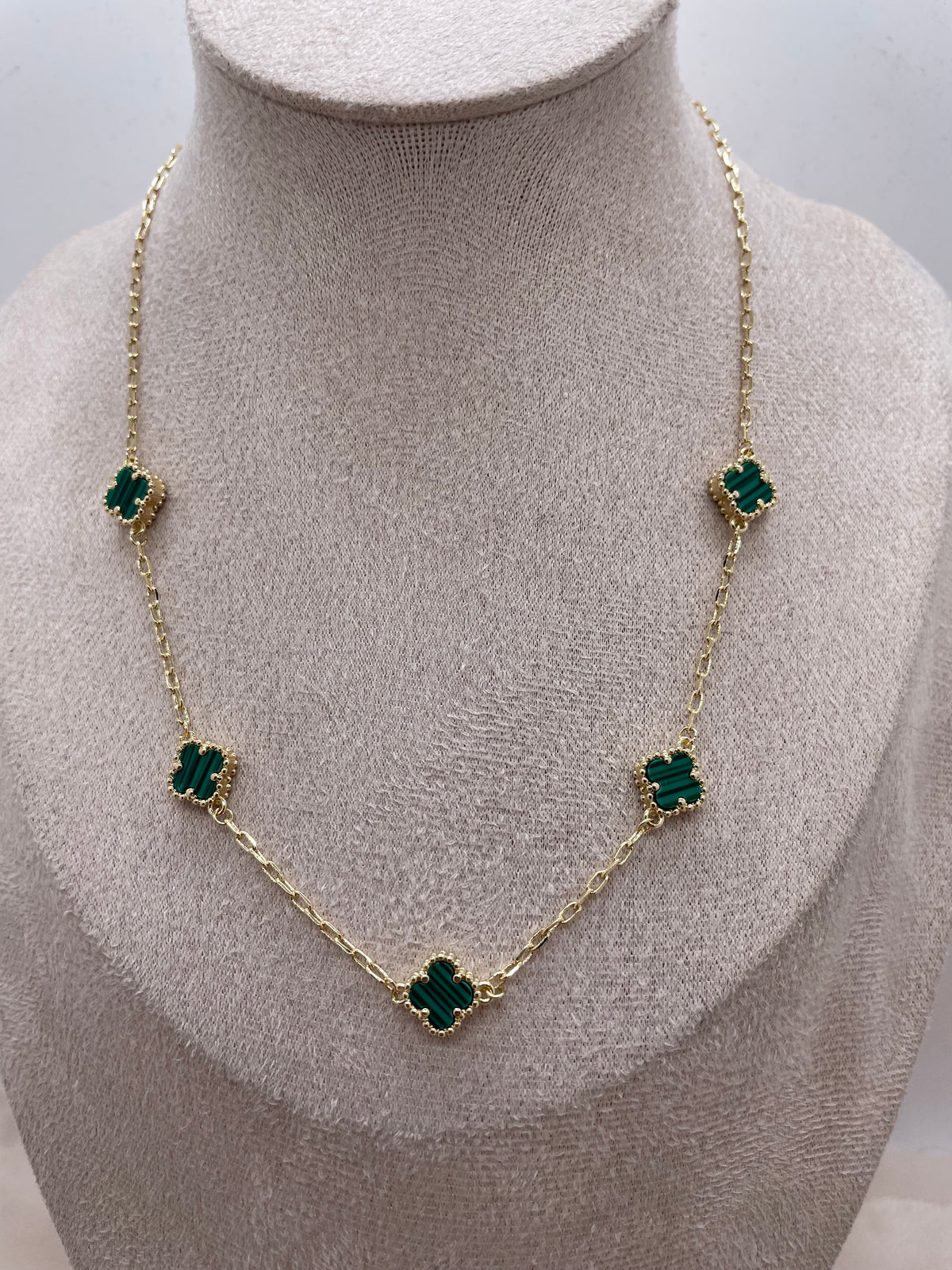 Green Striped Vancleef Necklace