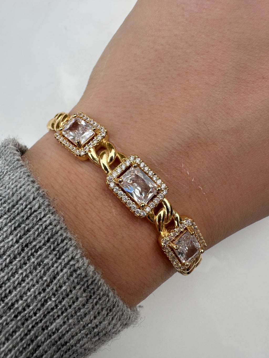 3 rectangular zircon bangle