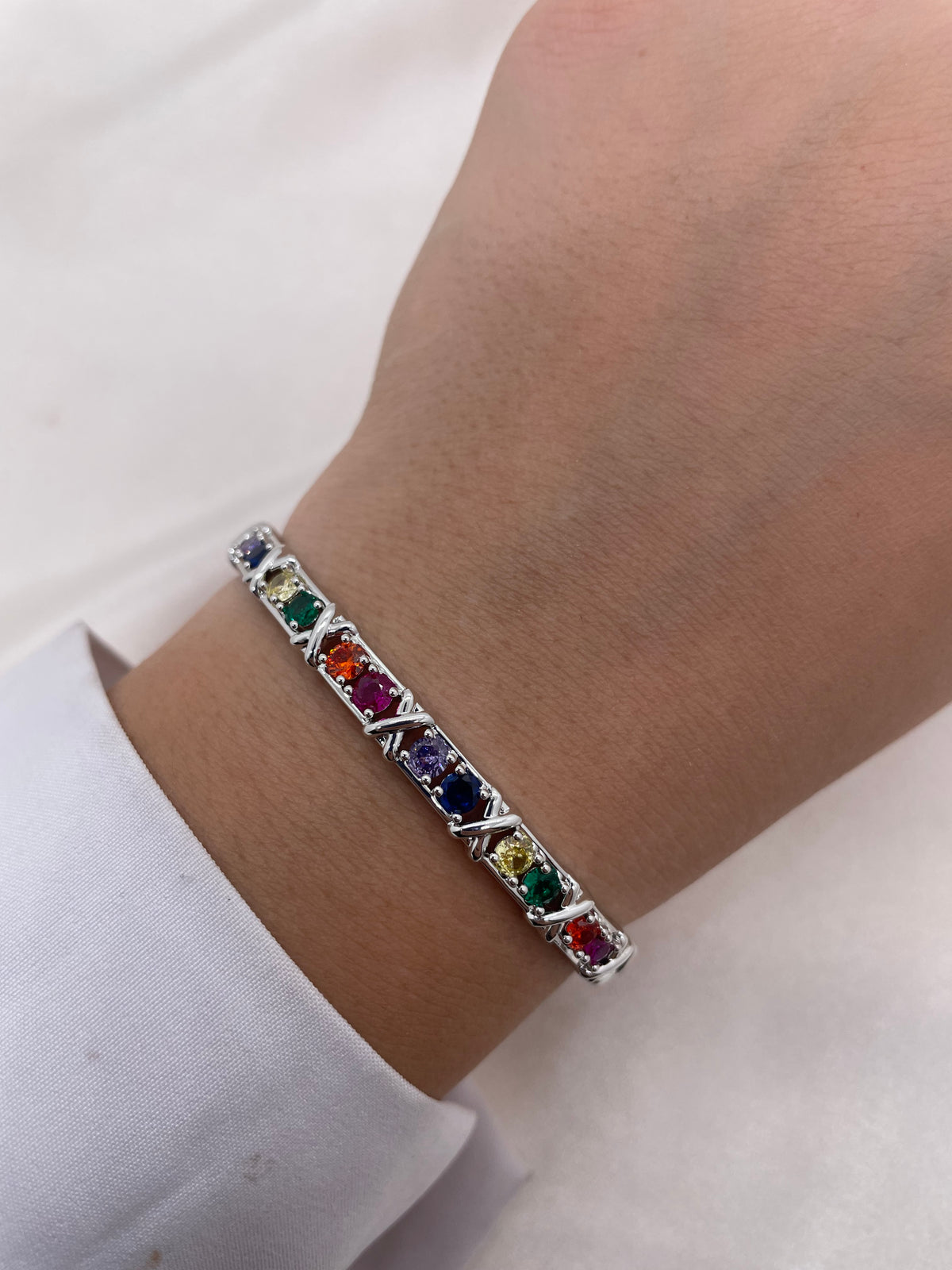 Colored Silver Bangle
