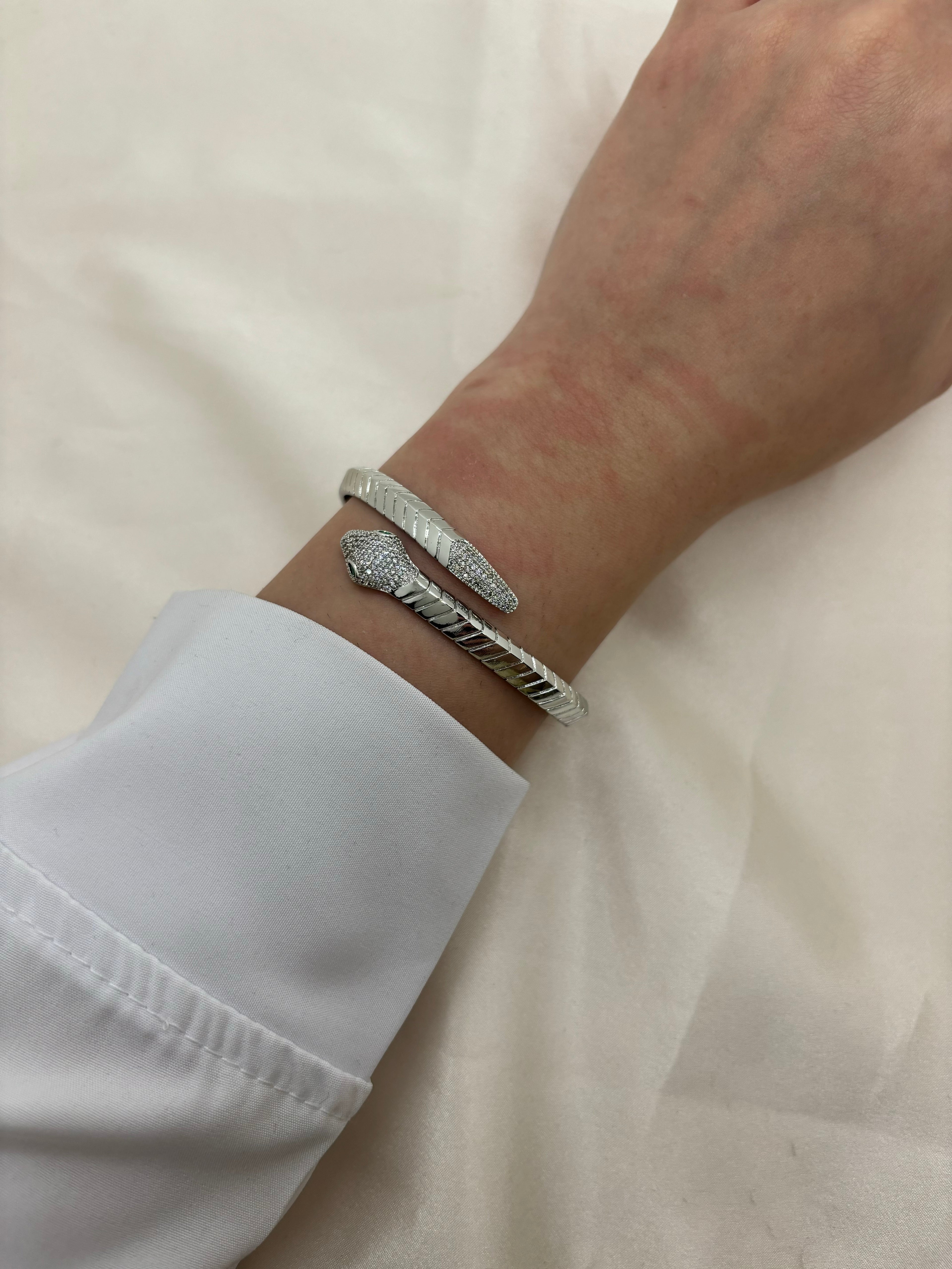 Spiral snake with zircon bangle