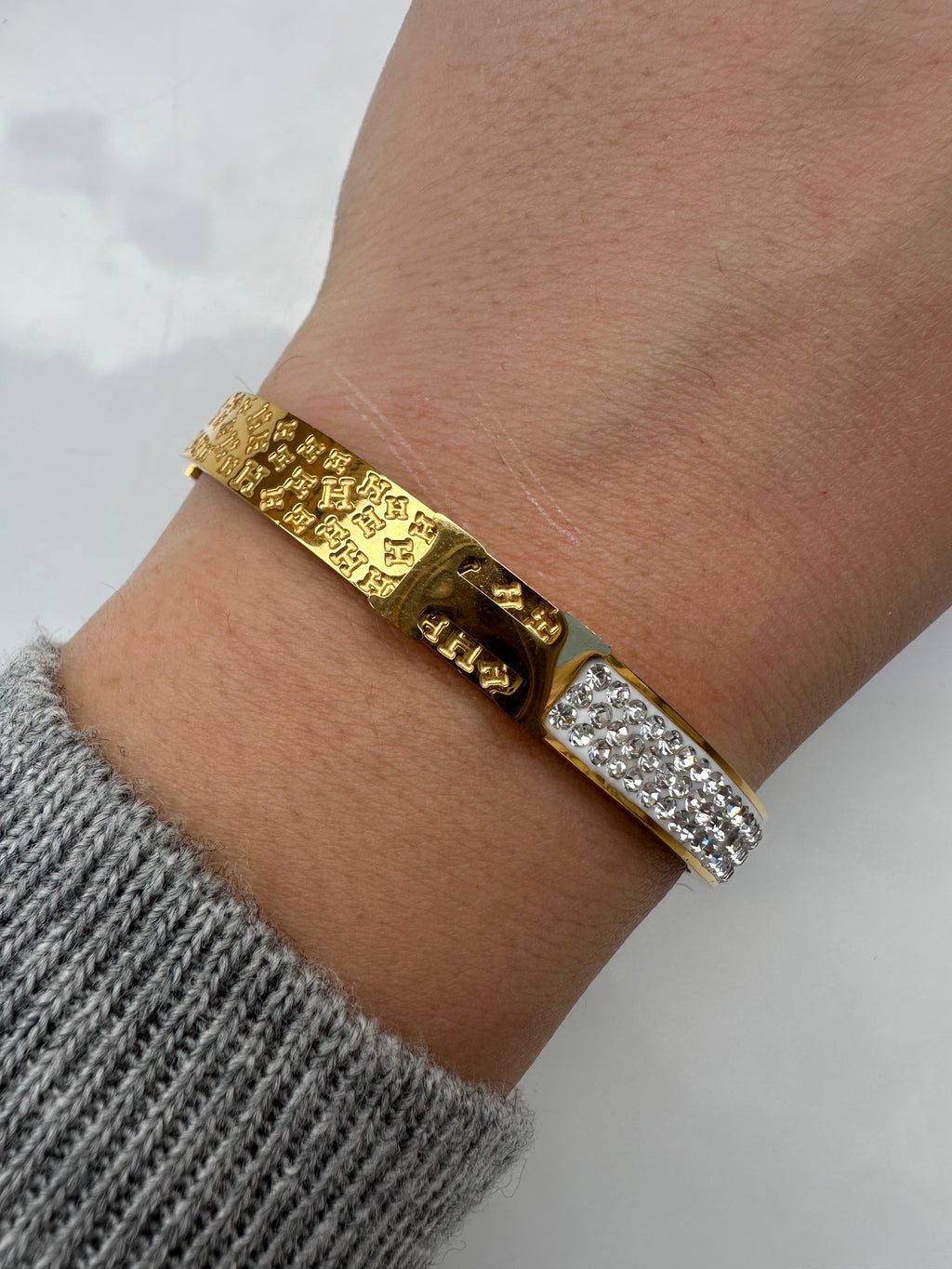 Hermes semi zircon bangle