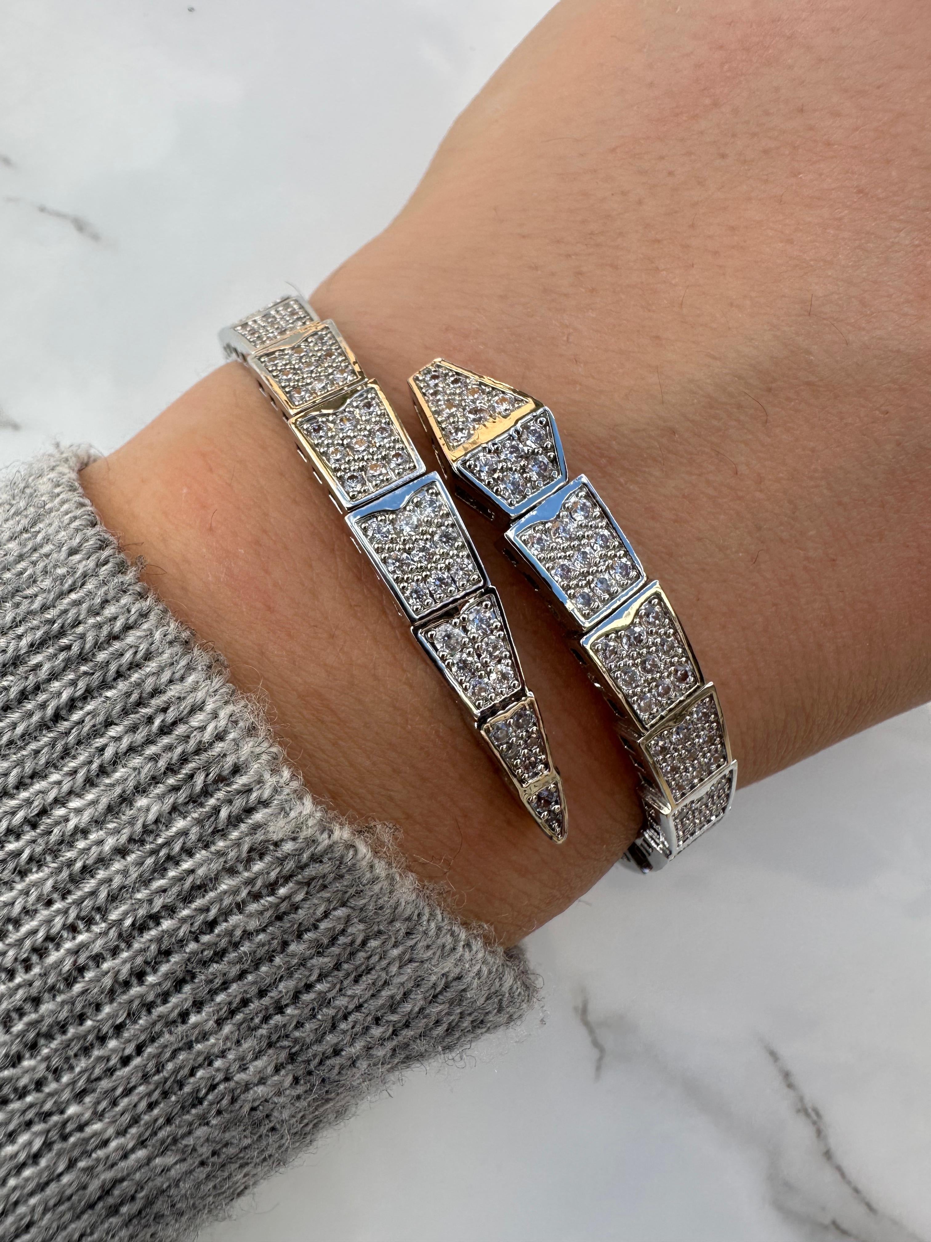 Bvlgari silver zircon bangle