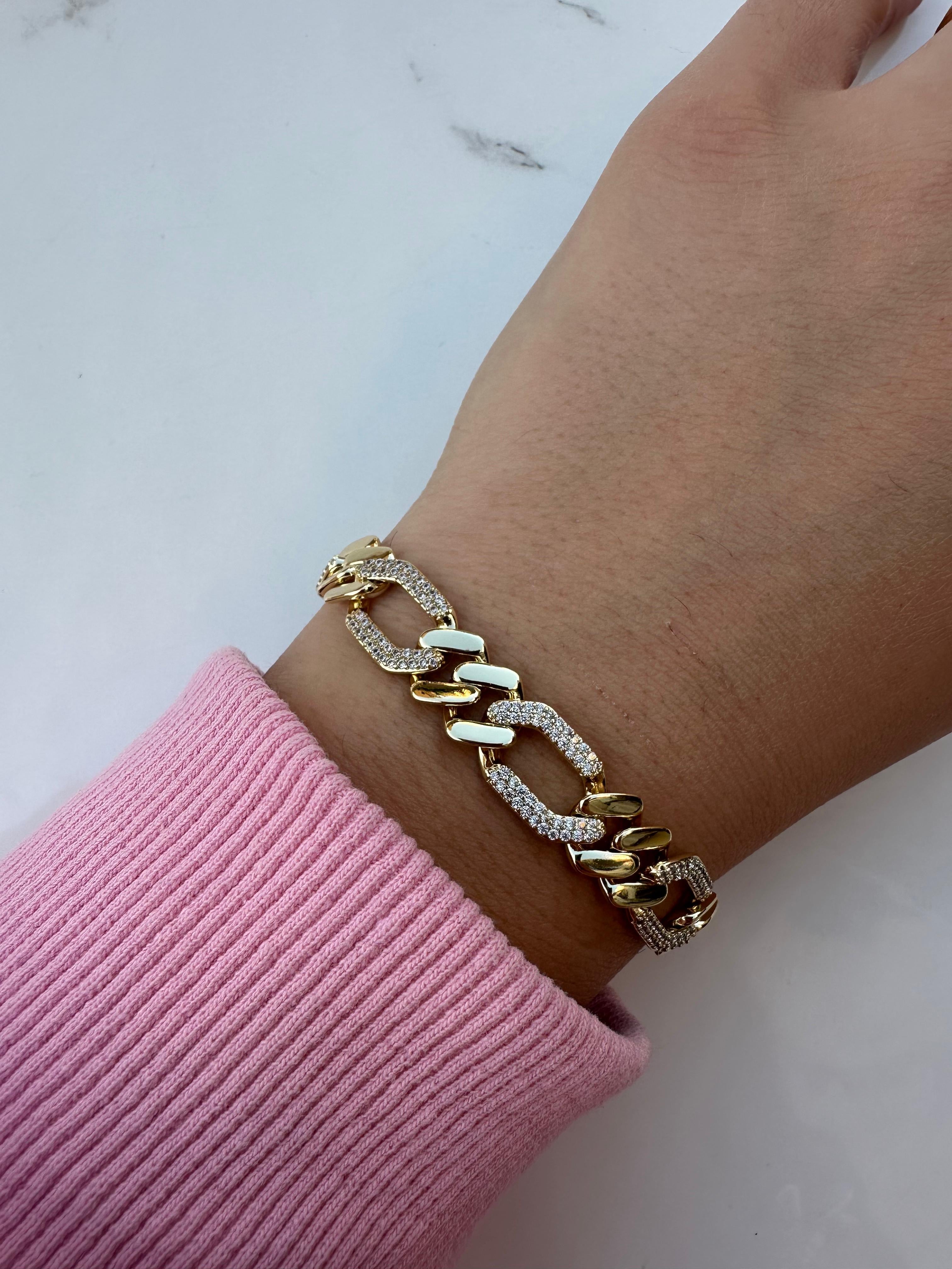 Oval zircon chain bracelet
