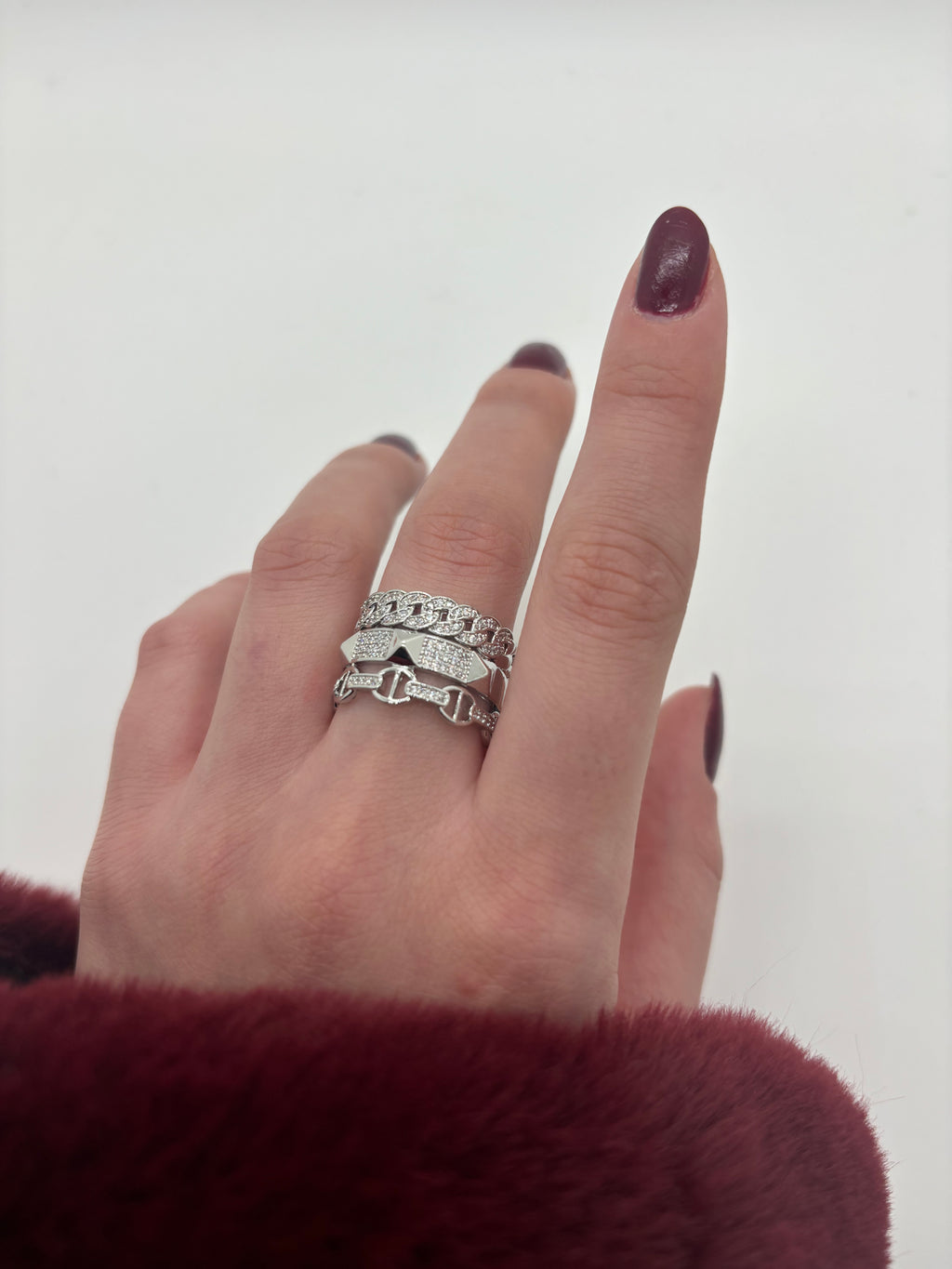Trio chain silver ring