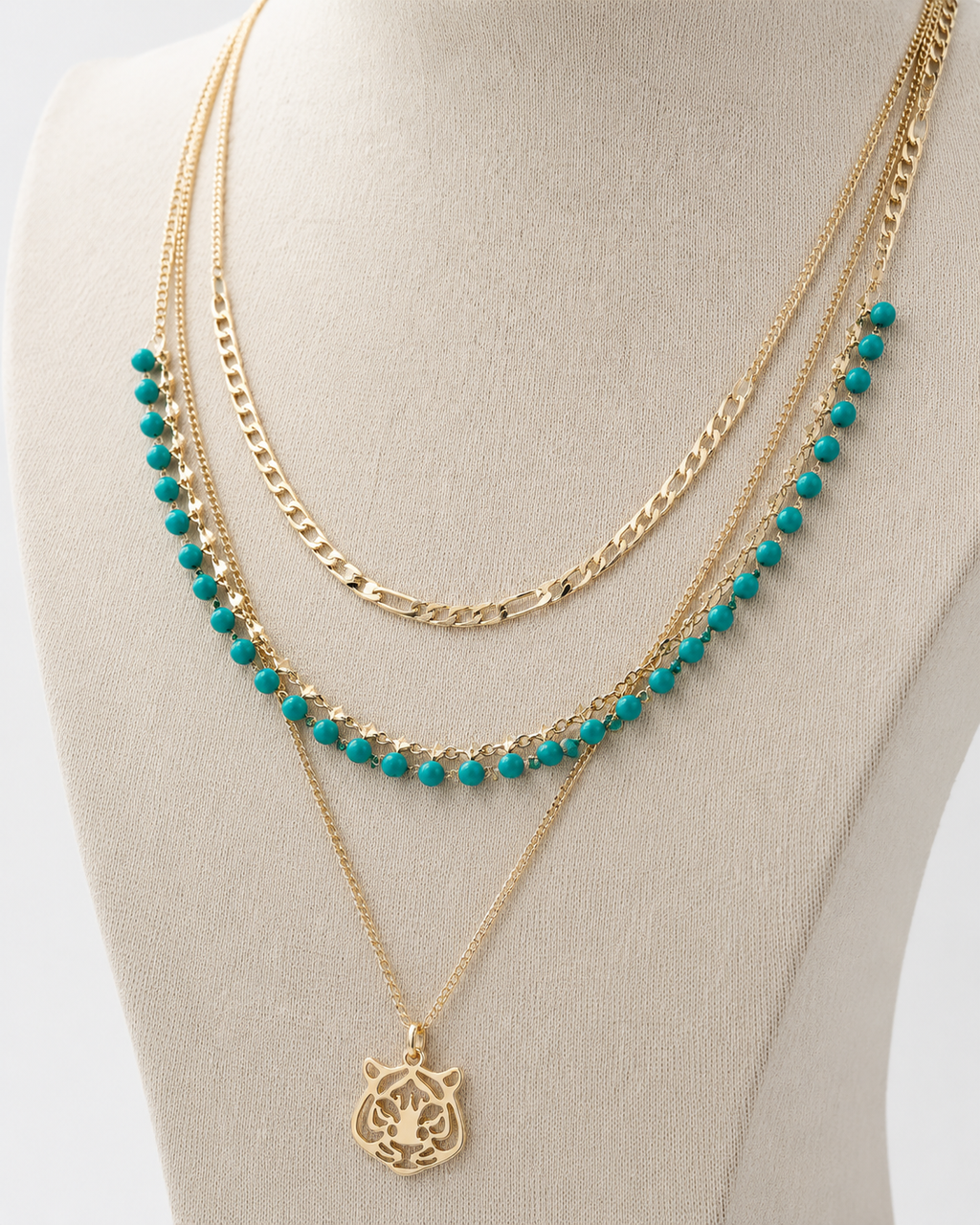 Turquoise Tiger Layered Necklace