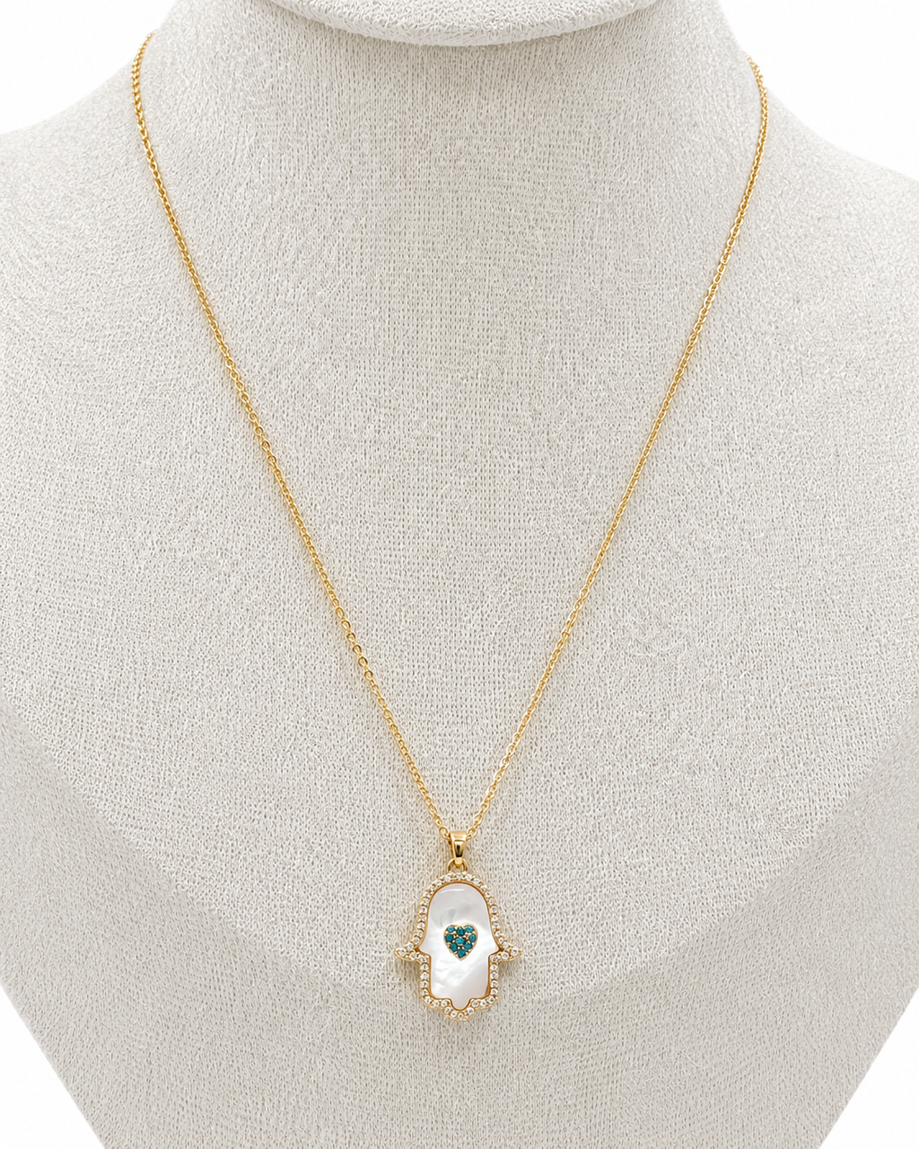 Turquoise Heart Hamsa Necklace