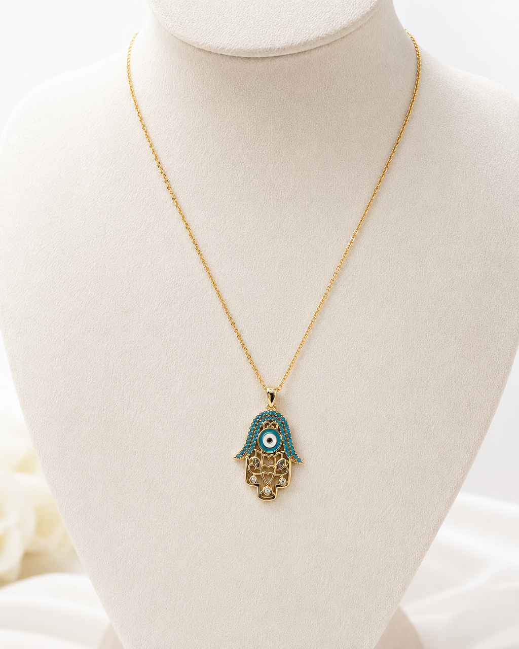 Turquoise Guardian Hamsa Necklace