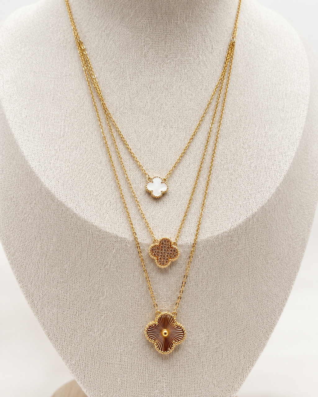 Golden Clover Trio Necklace
