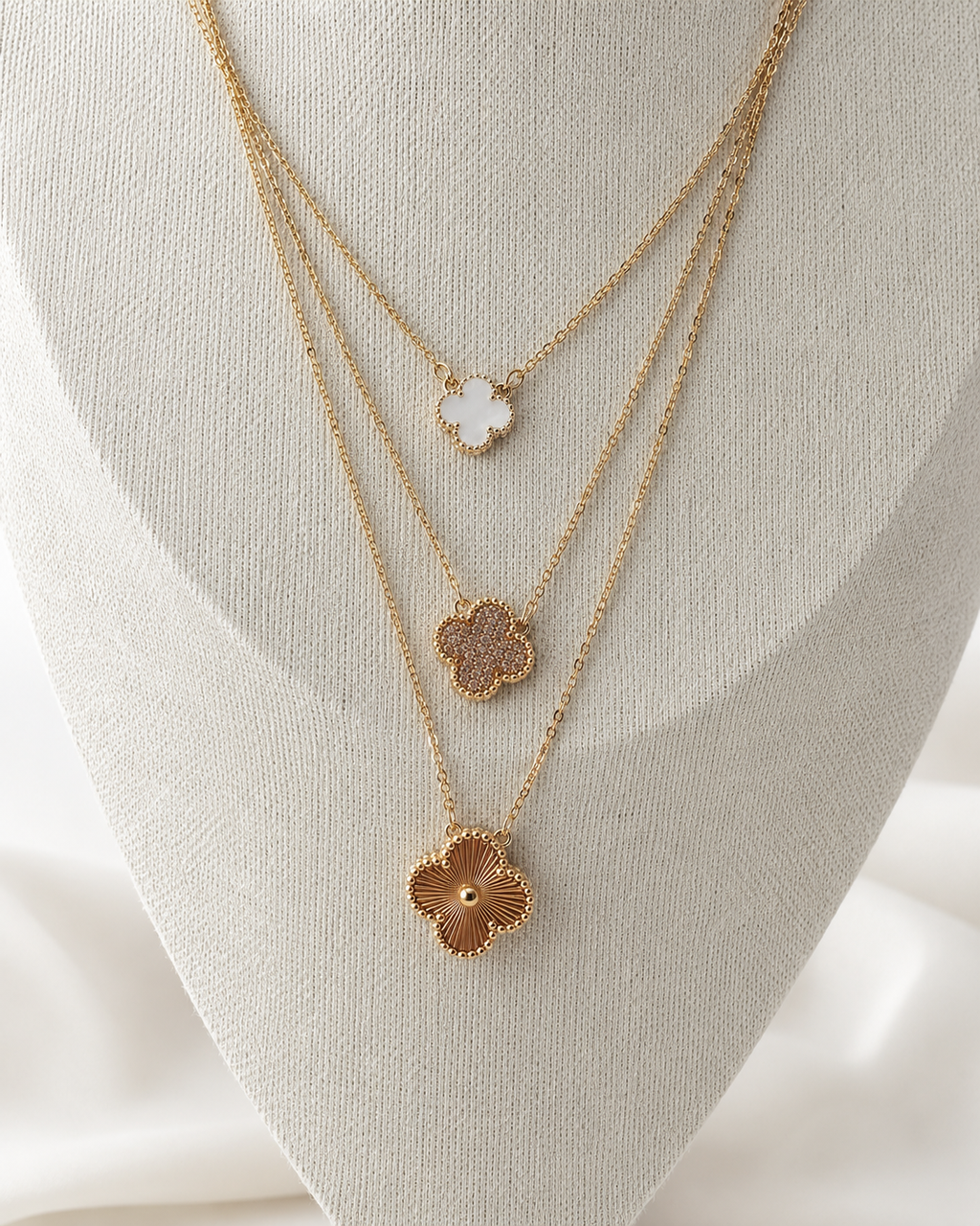 Golden Clover Trio Necklace