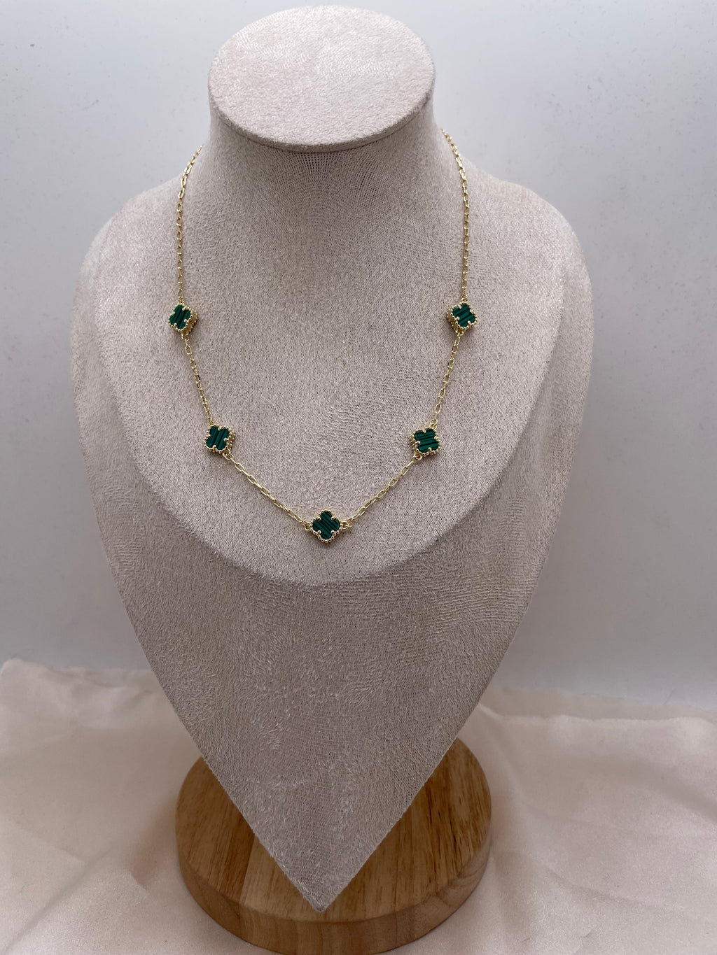 Green Striped Vancleef Necklace