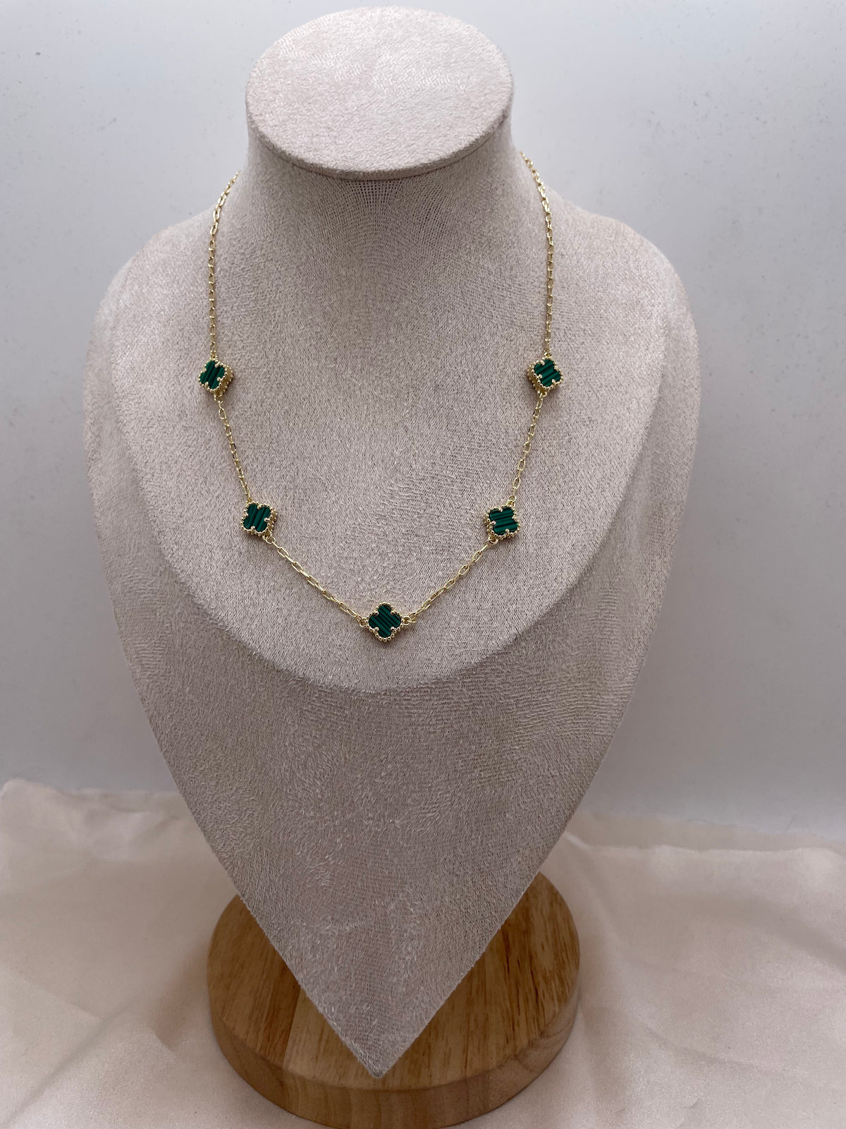 Green Striped Vancleef Necklace