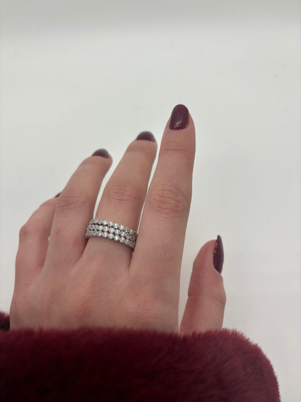 Three layer band ring