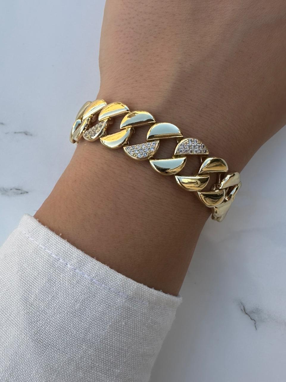 modern thick chain zircon bracelet