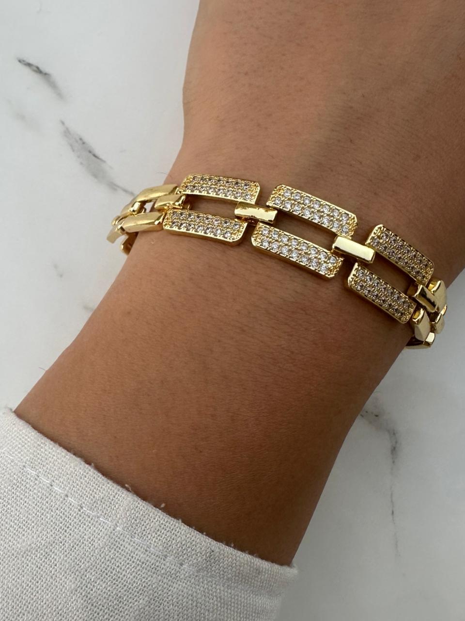 Rectangular zircon bracelet