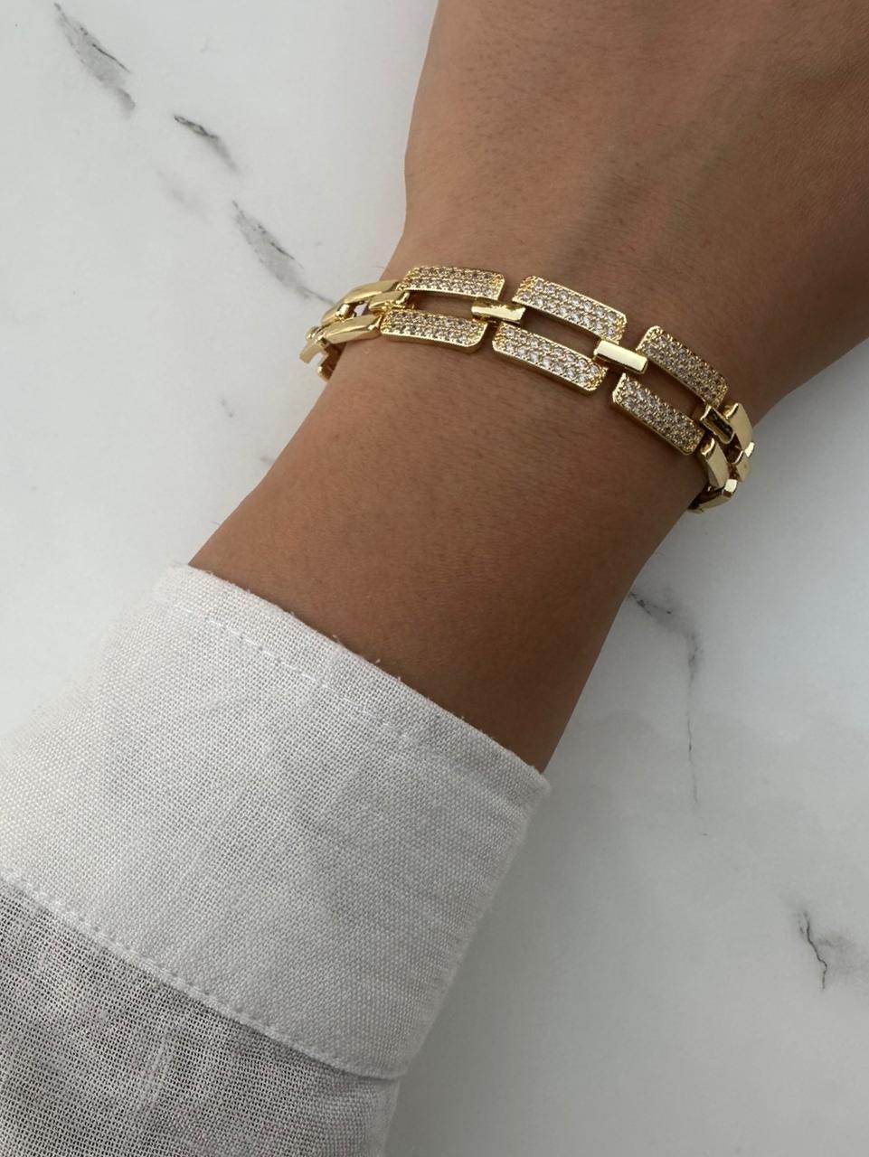 Rectangular zircon bracelet