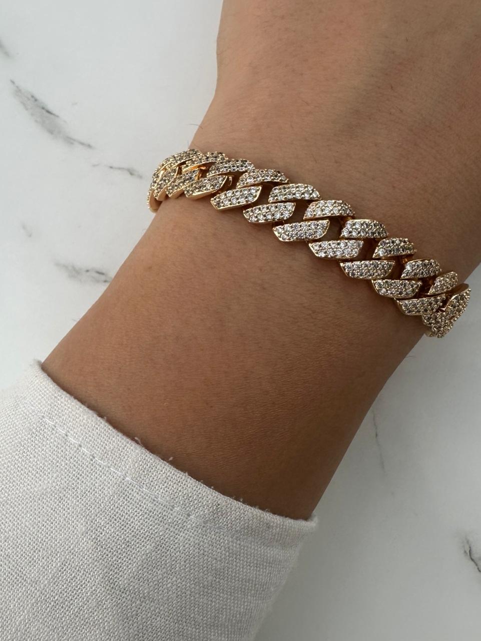 Cubic zircon chain bracelet