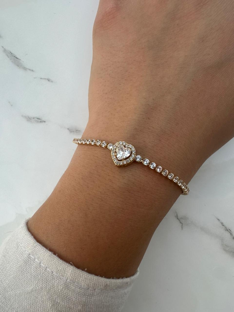 Heart silver tennis bracelet