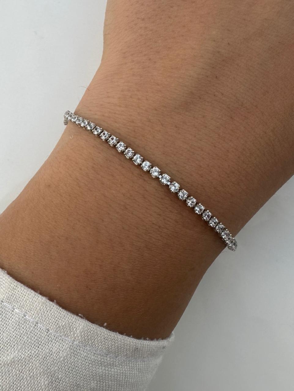 Thin silver tennis bracelet