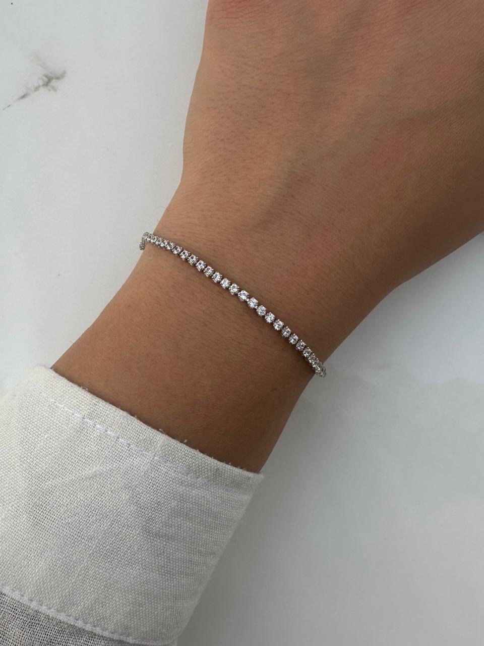 Thin silver tennis bracelet