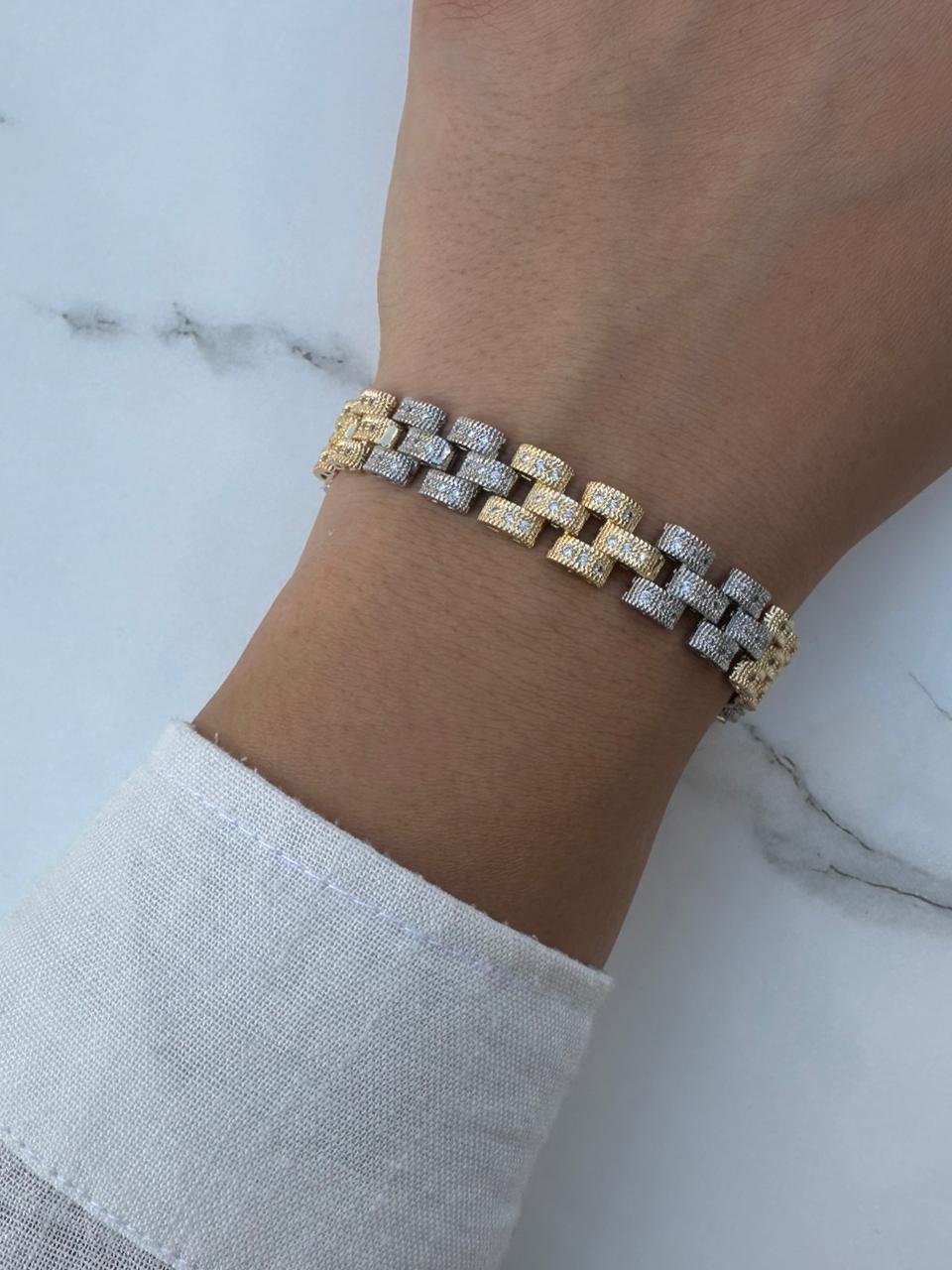 Silver / gold zircon rolex