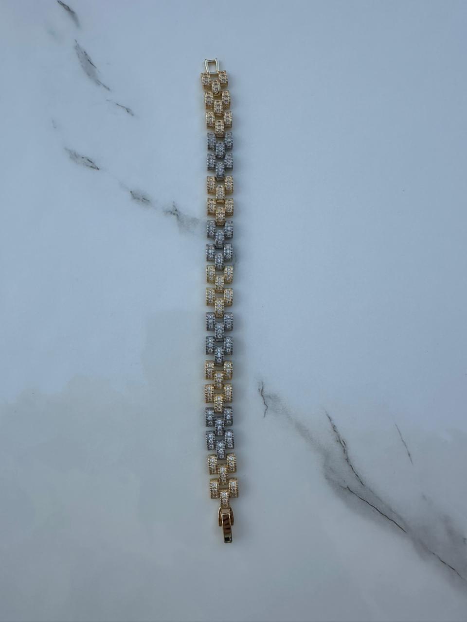 Silver / gold zircon rolex