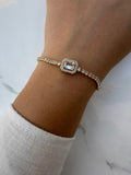 Gold rectangle tennis bracelet