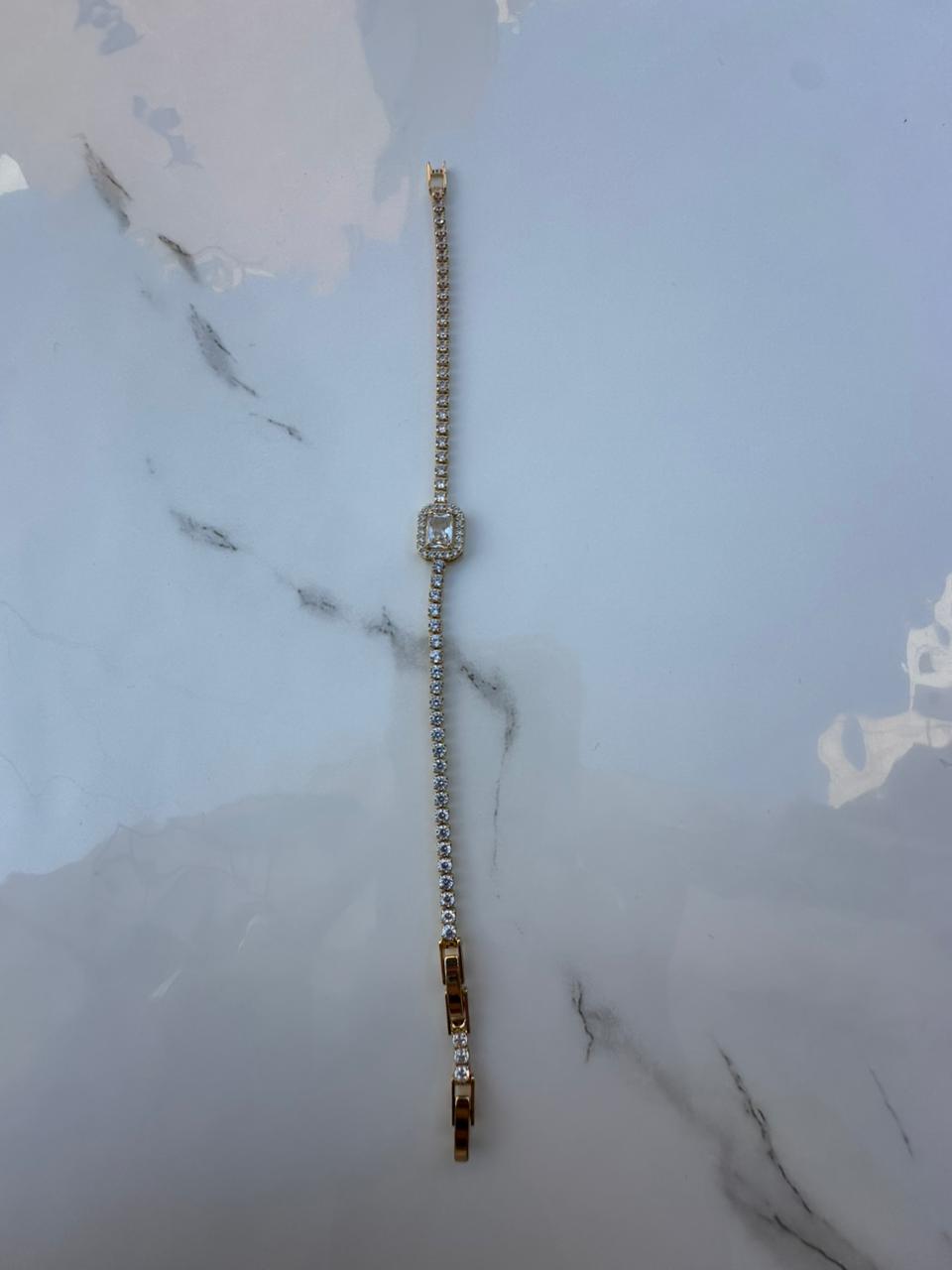 Gold rectangle tennis bracelet