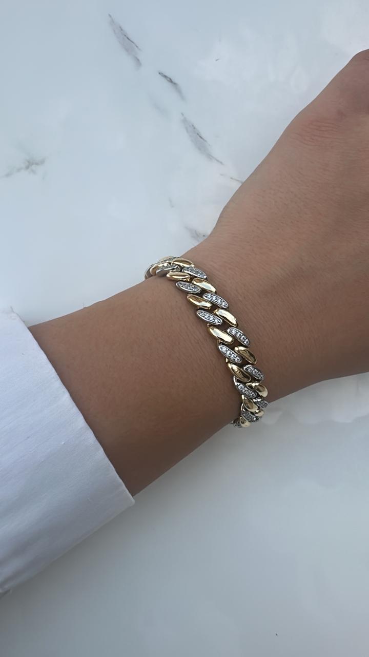silver gold chain bracelet zircon