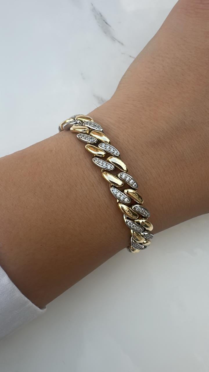 silver gold chain bracelet zircon