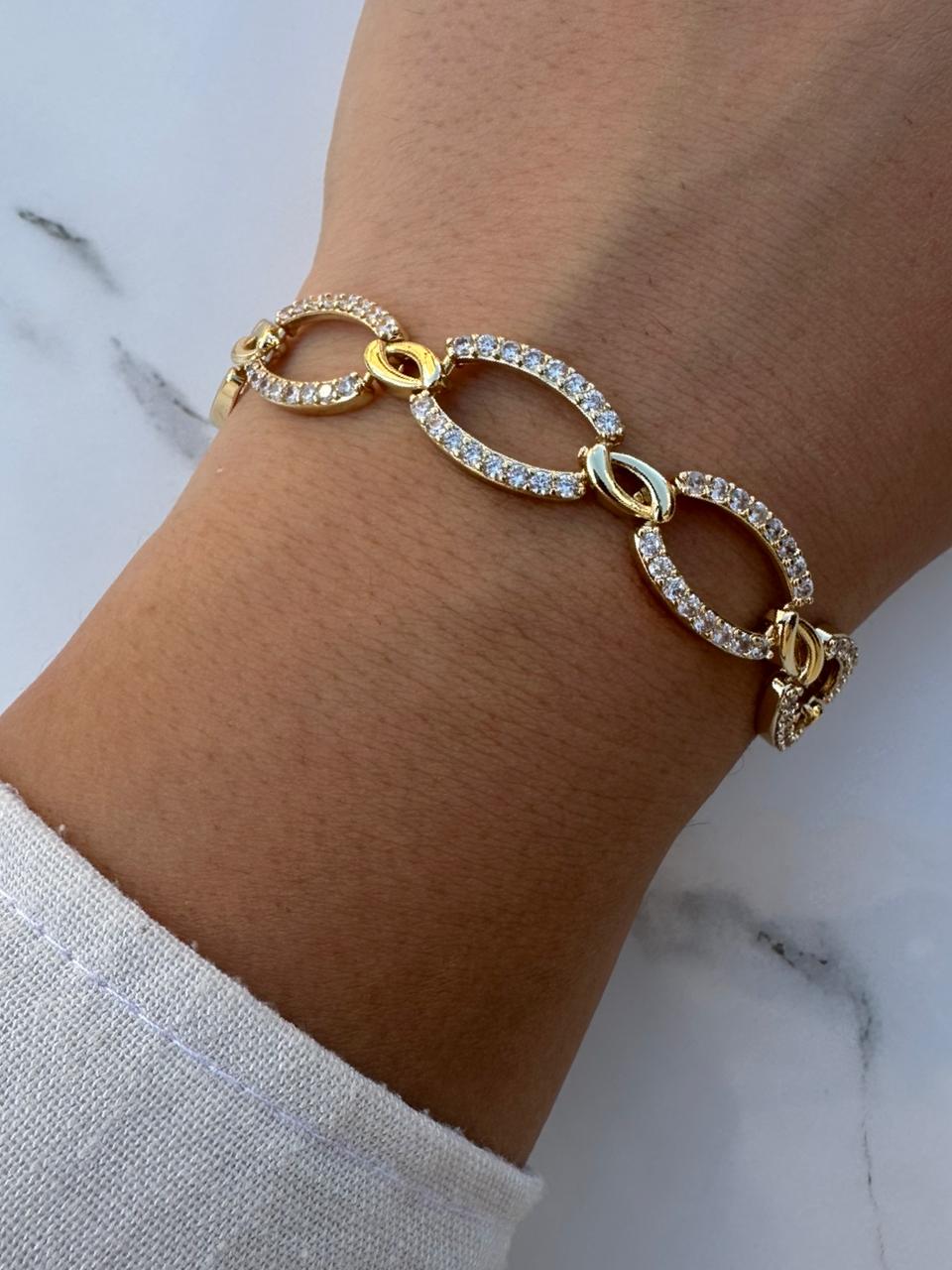 wide oval zircon bracelet