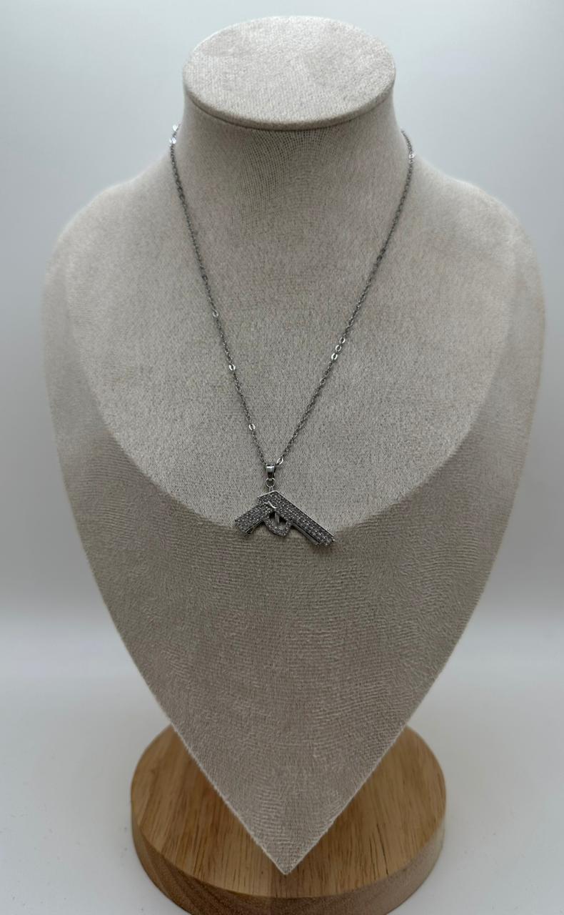 Gun Silver Necklace