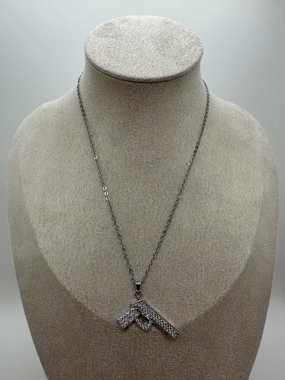 Gun Silver Necklace