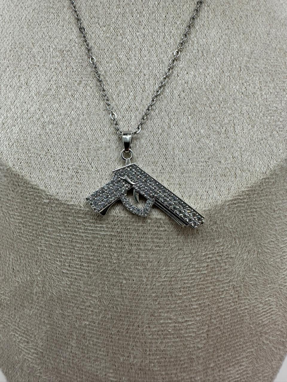 Gun Silver Necklace